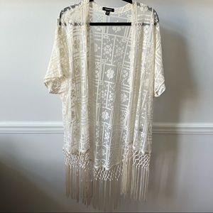 Torrid Boho Tassel Shawl Cardigan Cream